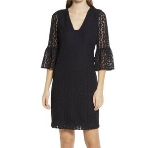 Lilly Pulitzer Jaclene Ruffle Dress in Onyx Leopard Knit Lace Sz L